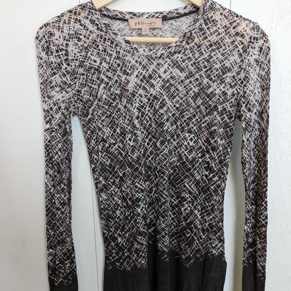 Sheer Art Deco Long-Sleeve Top